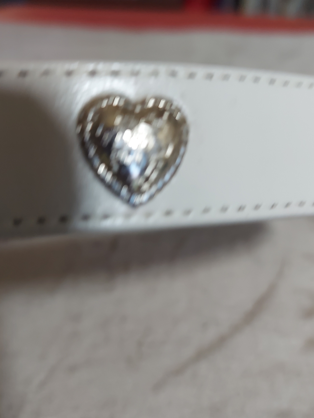 Vintage Brazos Joe White Leather Heart Buckle Belt Western Boho - Picture 5 of 12